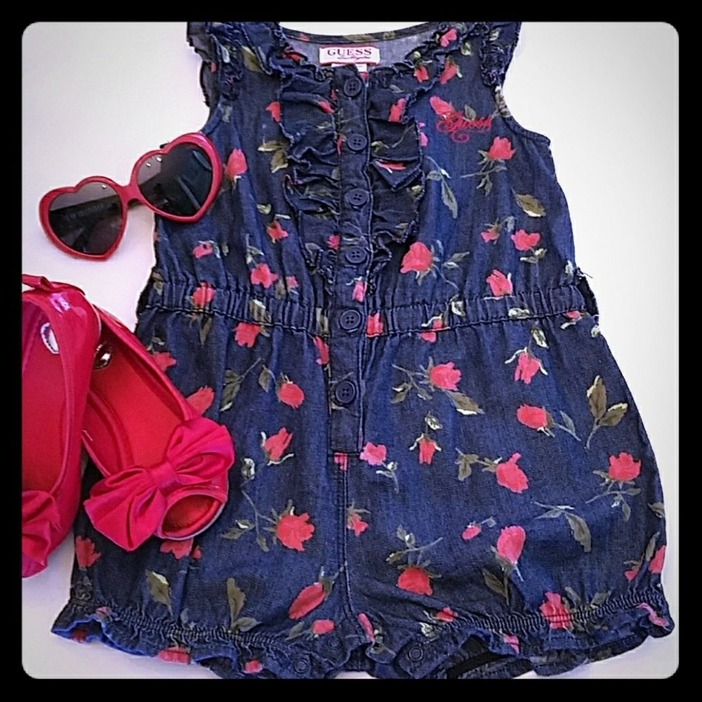 GUESS Denim Romper Playsuit Rosebuds