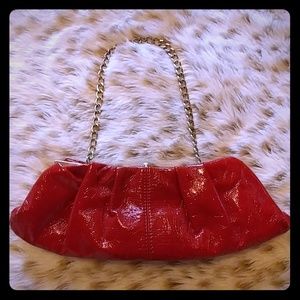 NWOT Express Red Clutch with Silver Chain