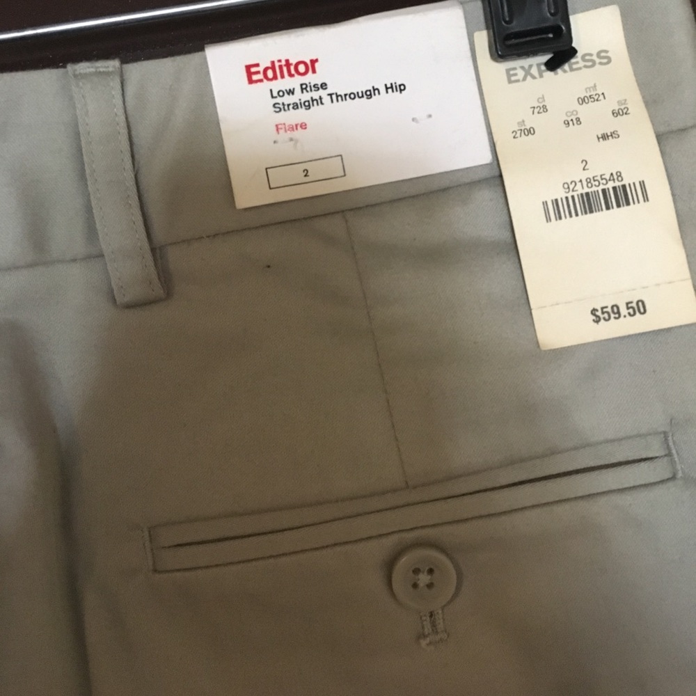 NWT light grey slacks sz 2, editor cut, express