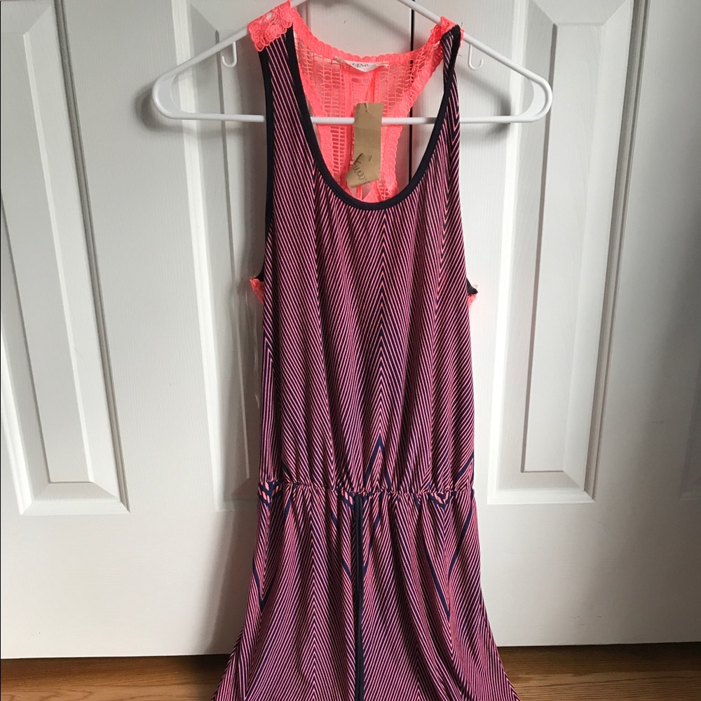 Navy/Pink Boutique Maxi Dress - Size Medium