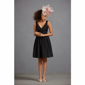 BHLDN Beribboned Black Taffeta Cocktail Dress