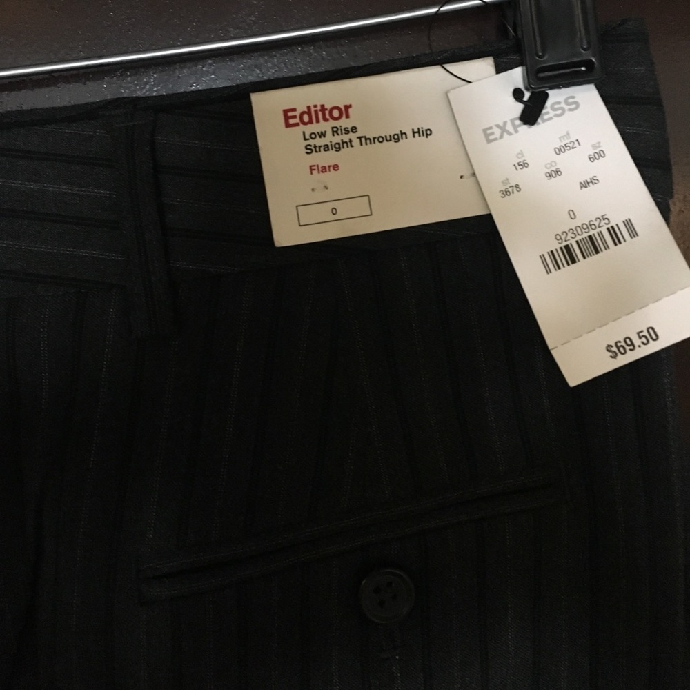 NWT sz 0 flare grey pinstripe, editor cut EXPRESS