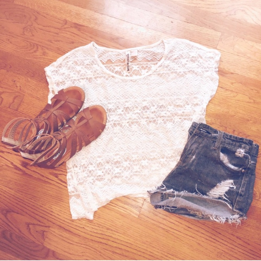 Boho style sheer lace top