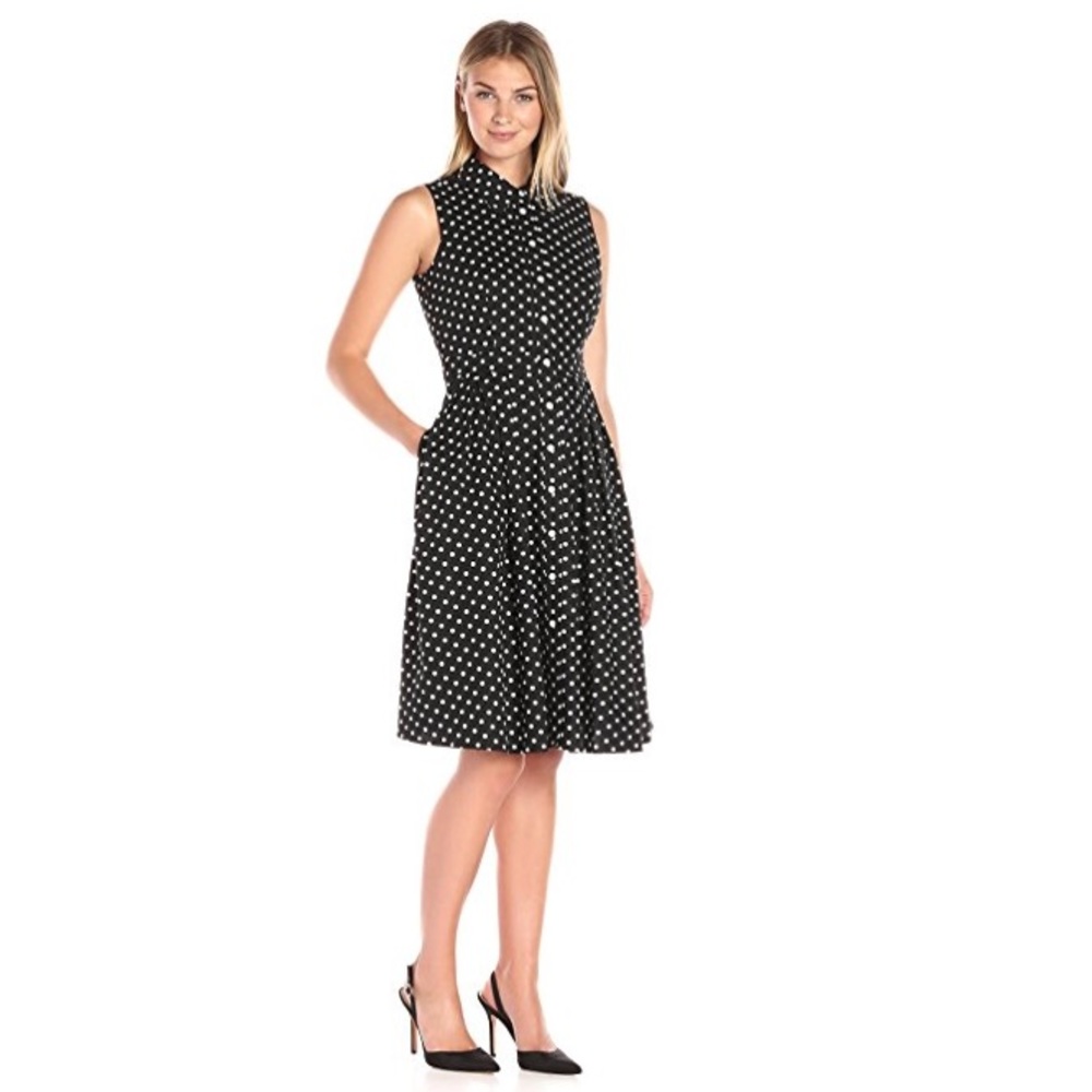 Button down polkadot shirt dress