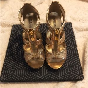 Michael Kors Berkley Mesh Leather Sandal in Gold