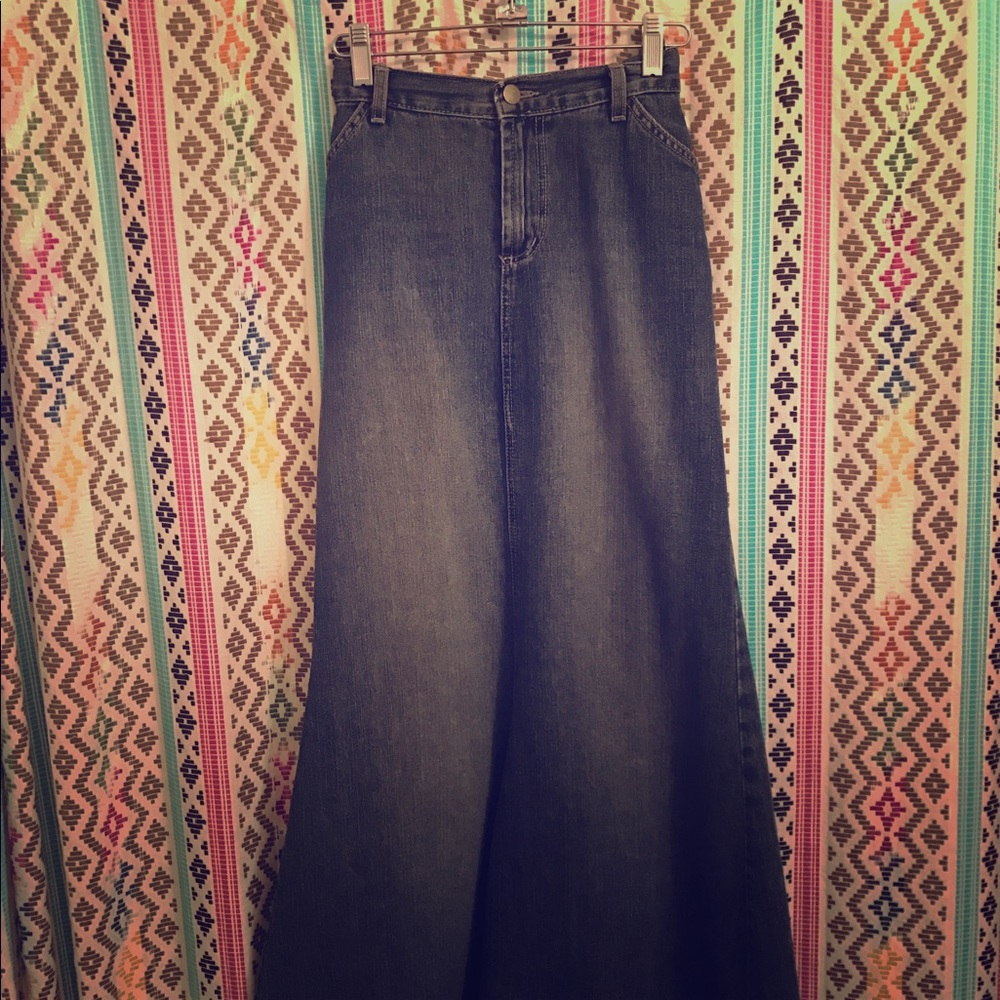 Denim Tulip Maxi Skirt
