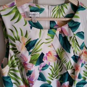 Fit and flare tropical pleated dress by Dress Barn