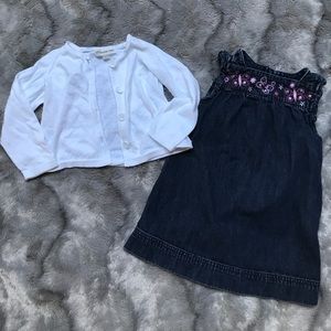 Denim butterfly OldNavy dress Tucker&Tate cardigan