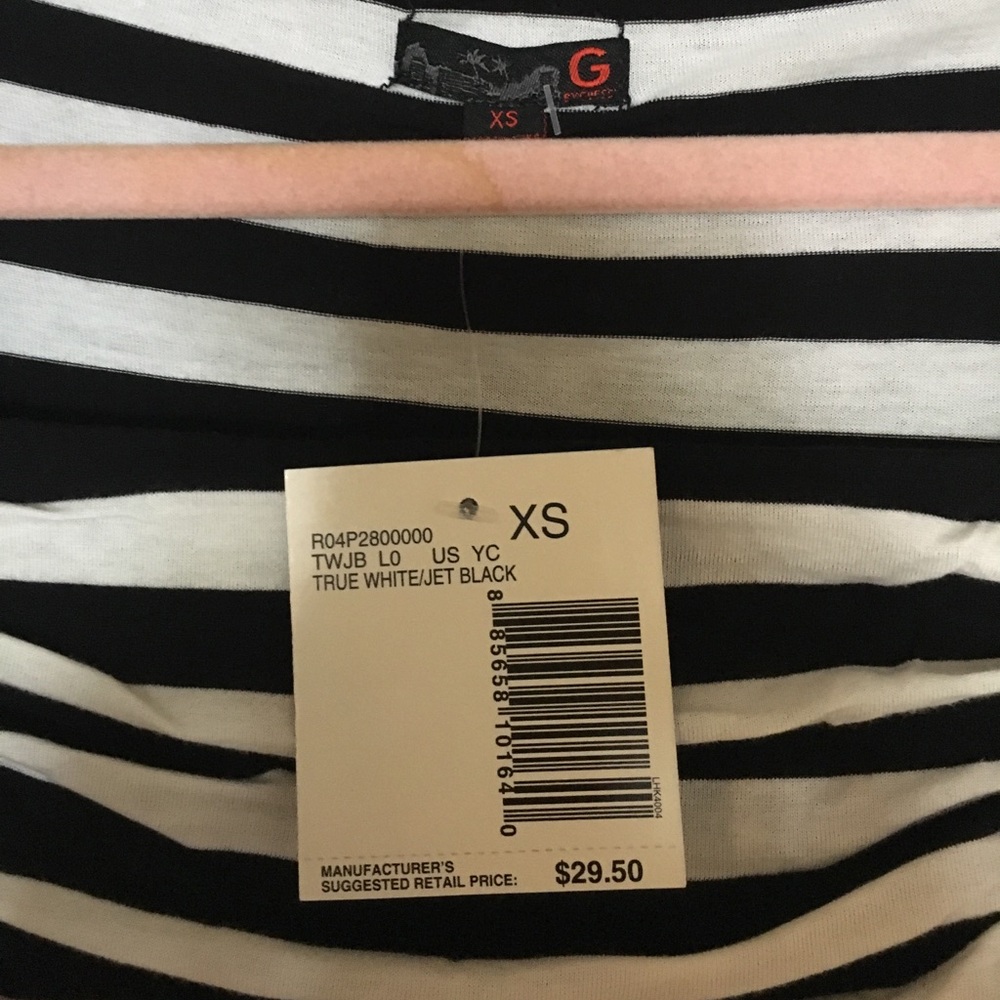 NWT xs black and white stripe GUESS