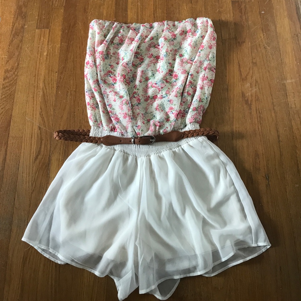 Floral/white romper. Charlotte Russe. Size L