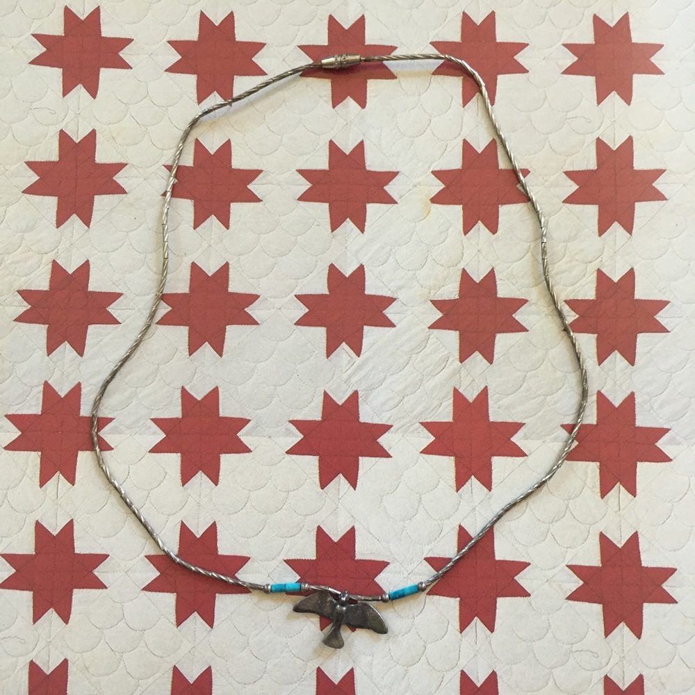 Vintage Native American Silver  Bird Necklace