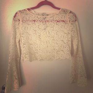 Lauren Conrad lace crop top with bell sleeves