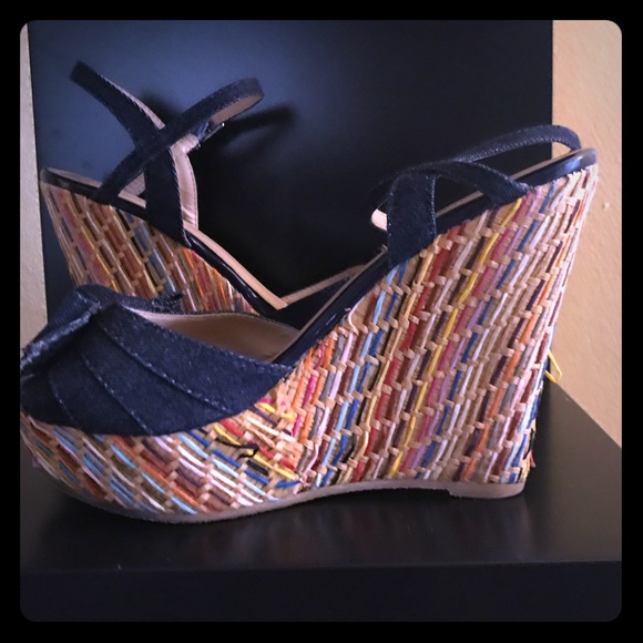 Rainbow & Bow denim Wedge - Picture 1 of 1