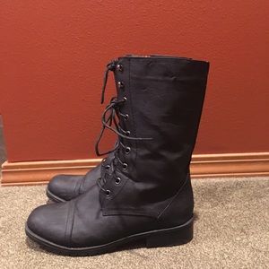 Black lace up combat boots