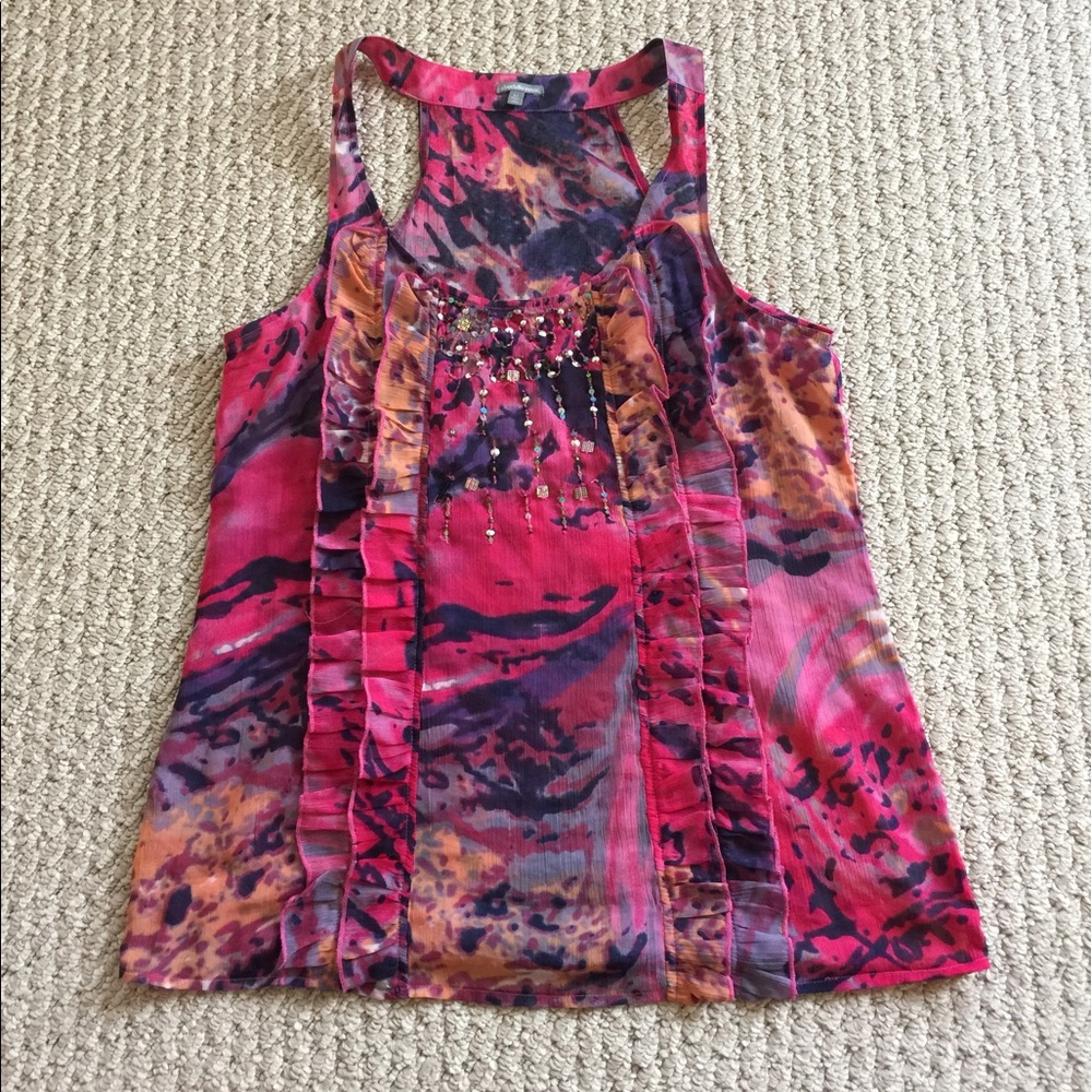 Charlotte Russe ruffle sequin colorful tank Med