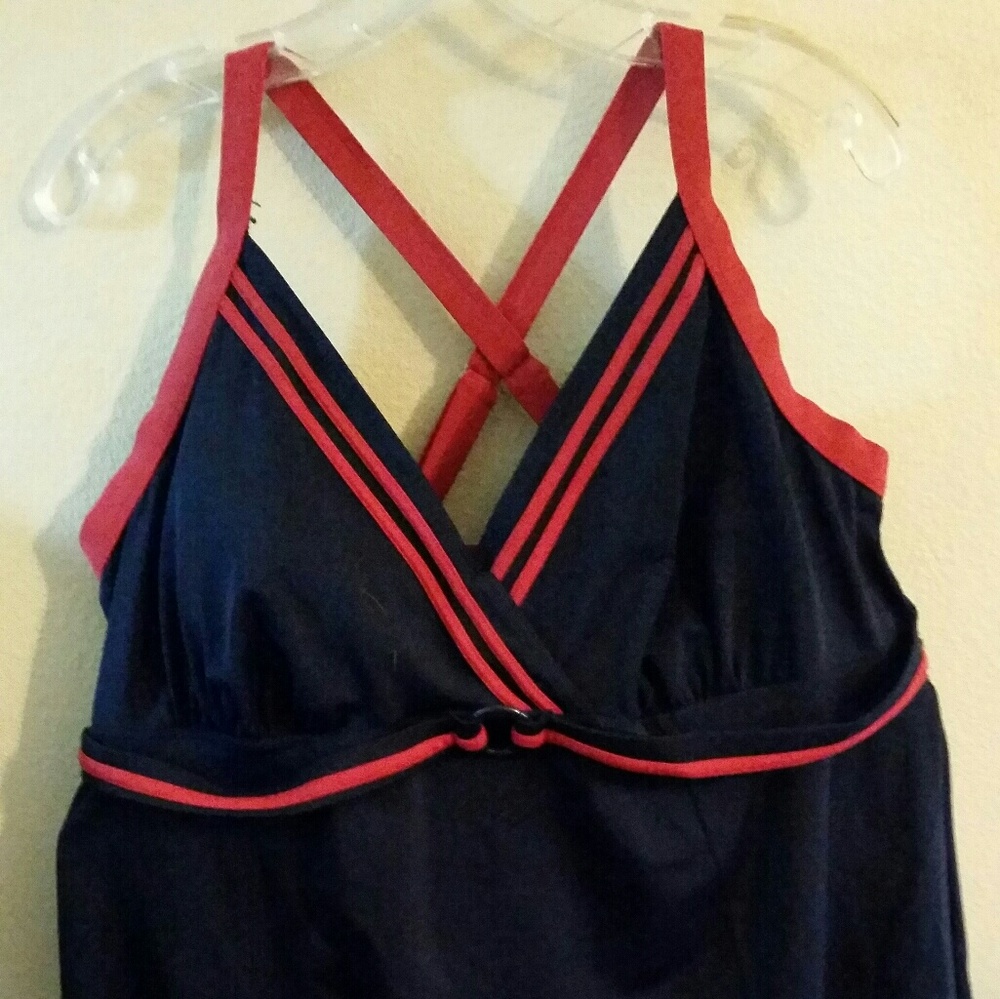 A one piece baby doll style swimsuit w/bra