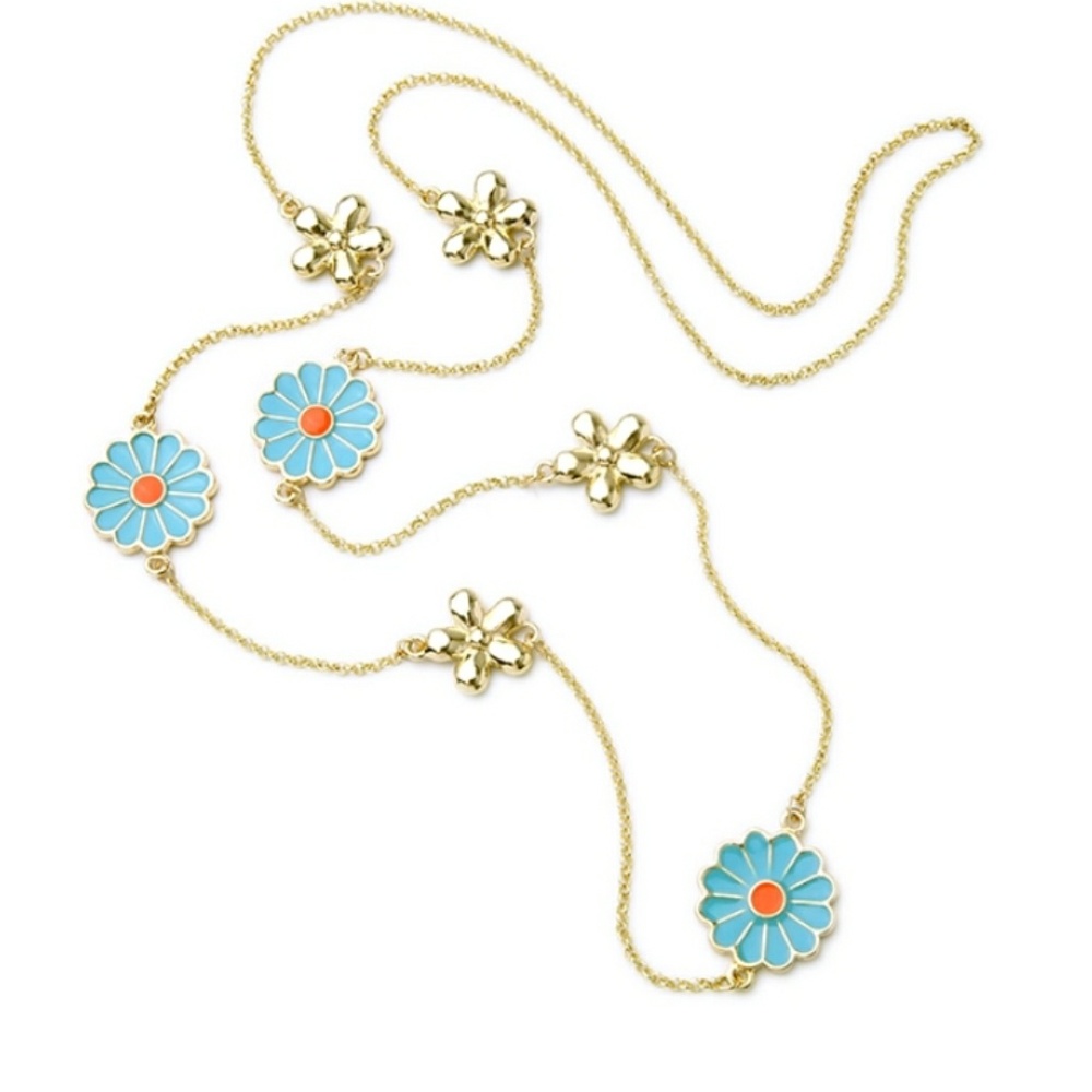 Long enamel flower necklace