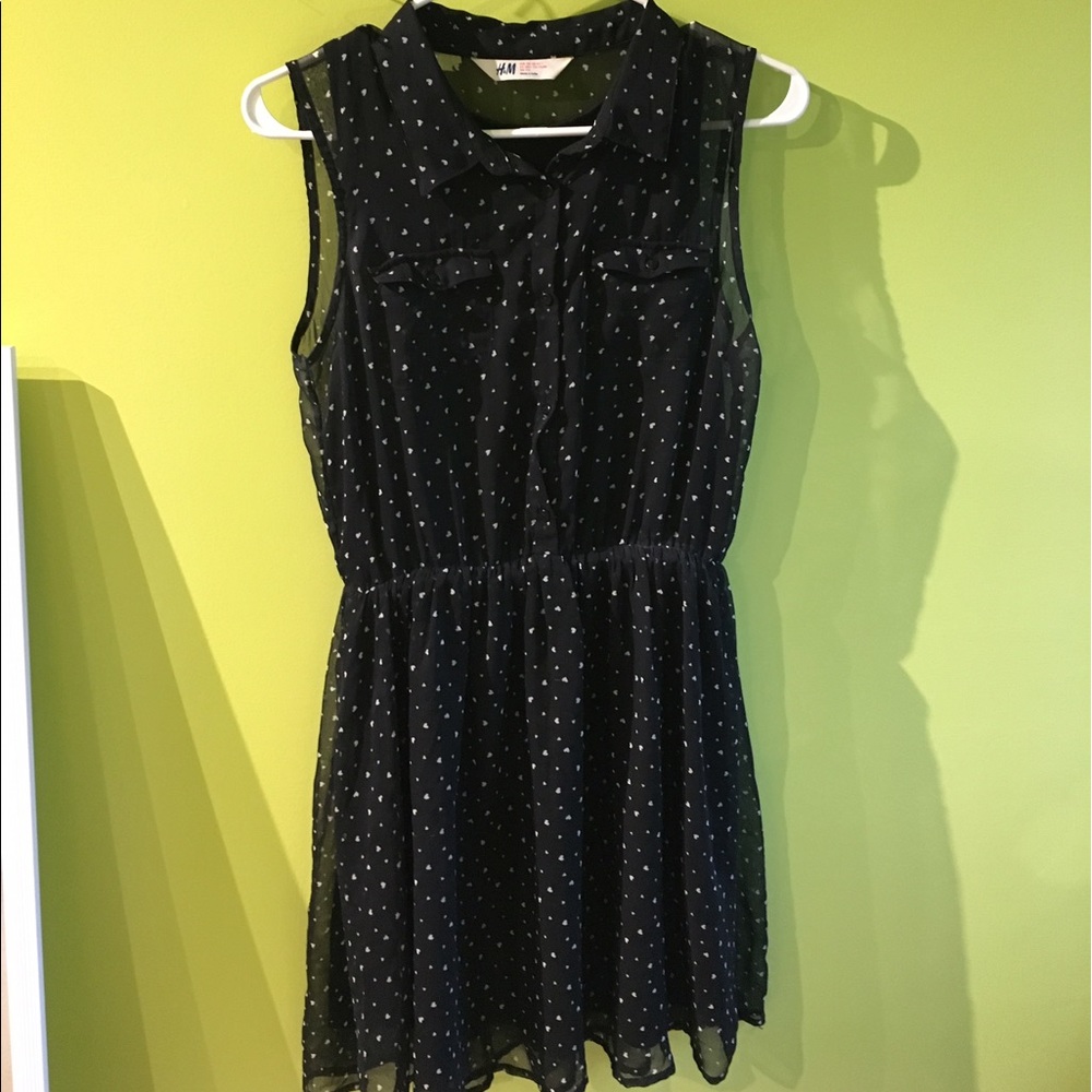 Sleeveless Black Dress with Hearts