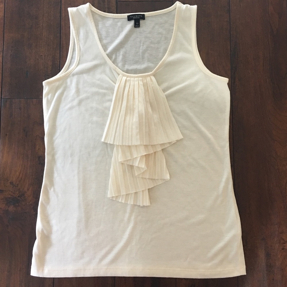 Talbots Cream Ruffle Pleat Tank Top