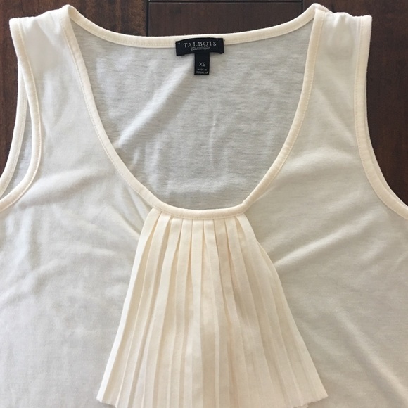 Talbots Cream Ruffle Pleat Tank Top - Picture 3 of 4