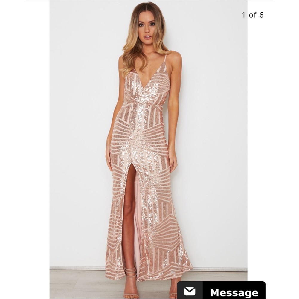 White Fox Boutique Rose Gold Sequined Dress