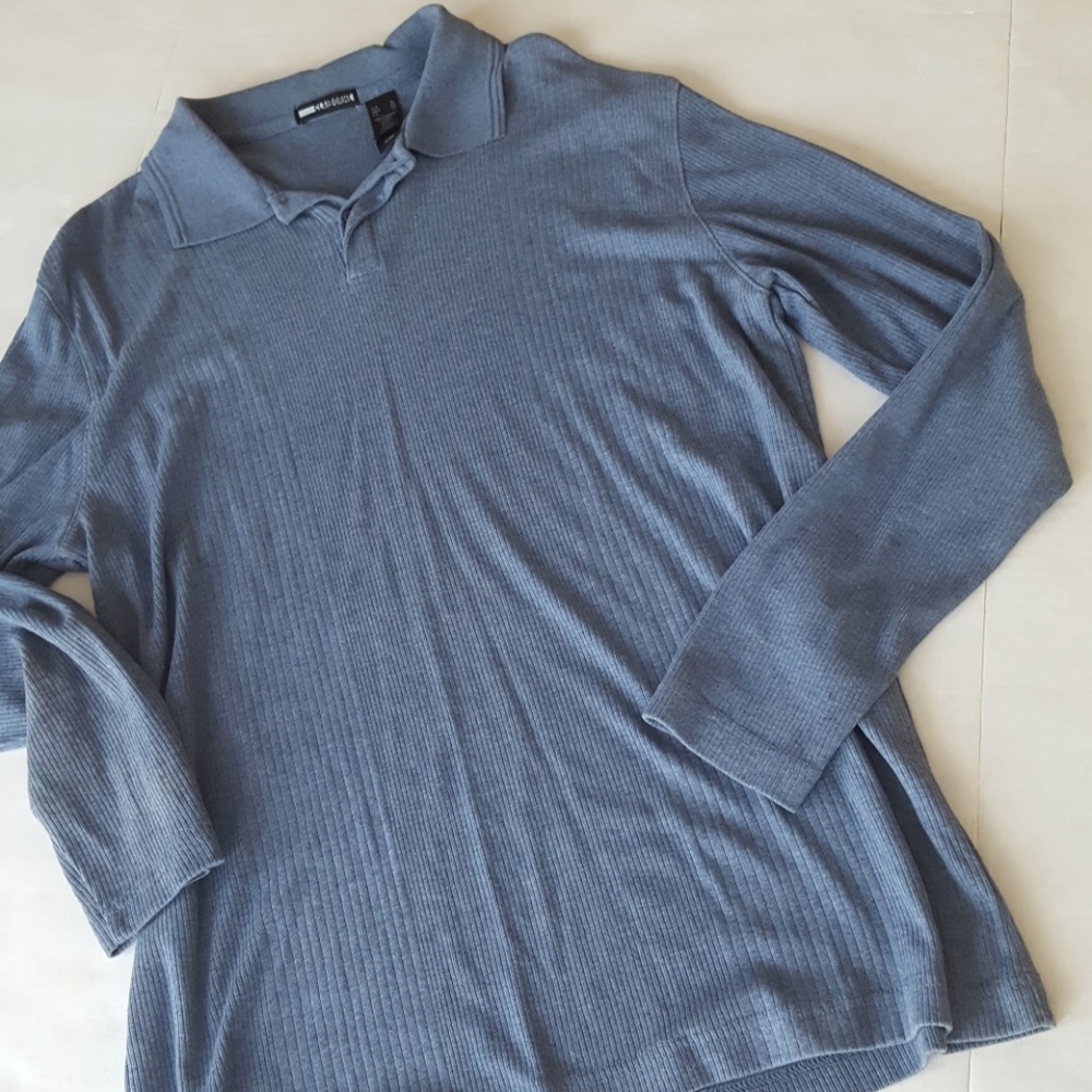 Claiborne Blue ribbed long sleeve shirt