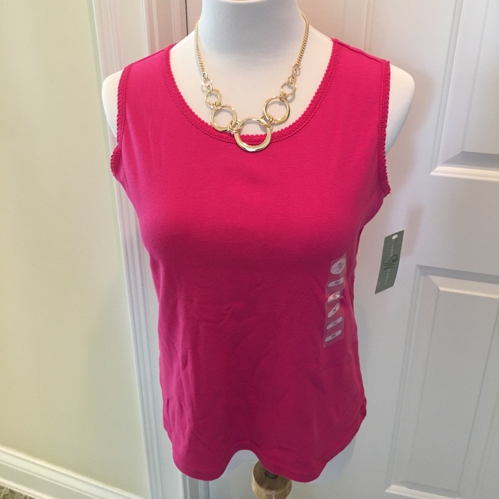 NWT Pink Lace Trimmed Tank Top Size PM