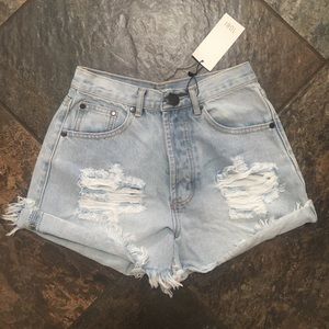 Tobi Distressed High Waisted Shorts