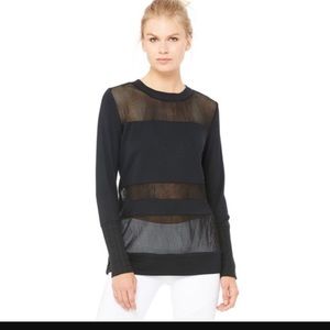 Alo yoga black mesh inset long sleeve top. XS