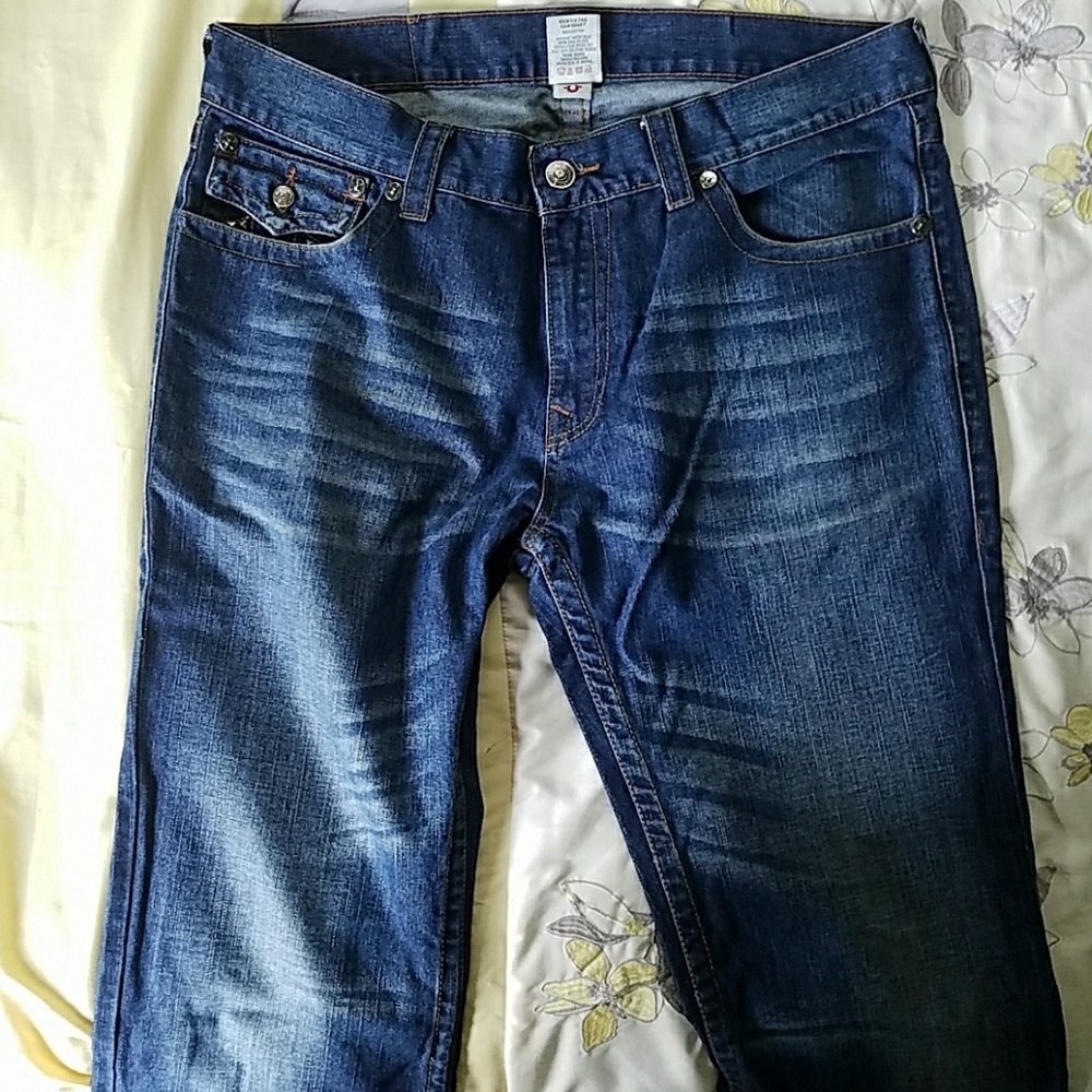 true religion studded dark blue jeans