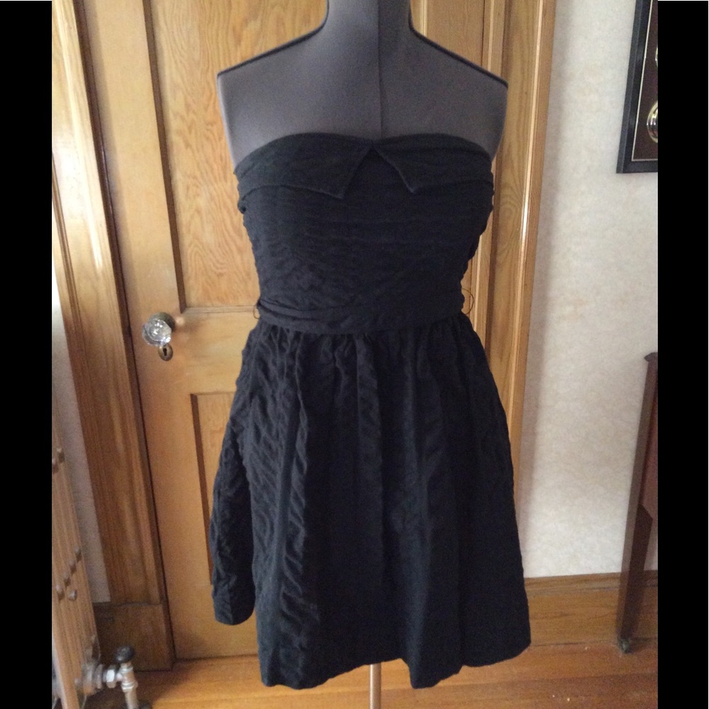 Black Strapless Seersucker Dress