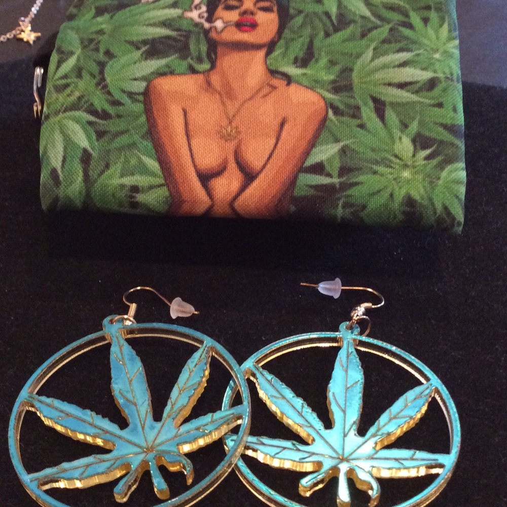 3pc. Tiny Pouch Key Fob & Earrings & Bracelet UNSX