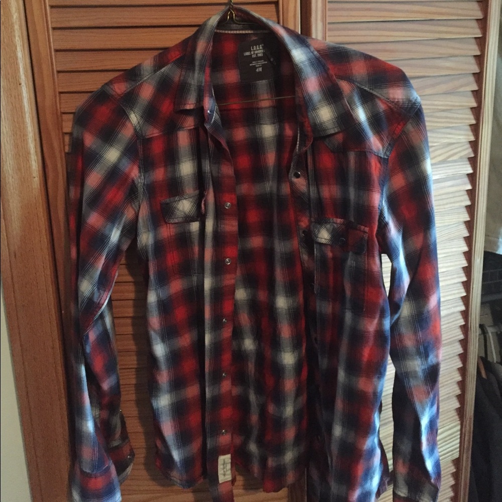Medium red and blue plaid shirt