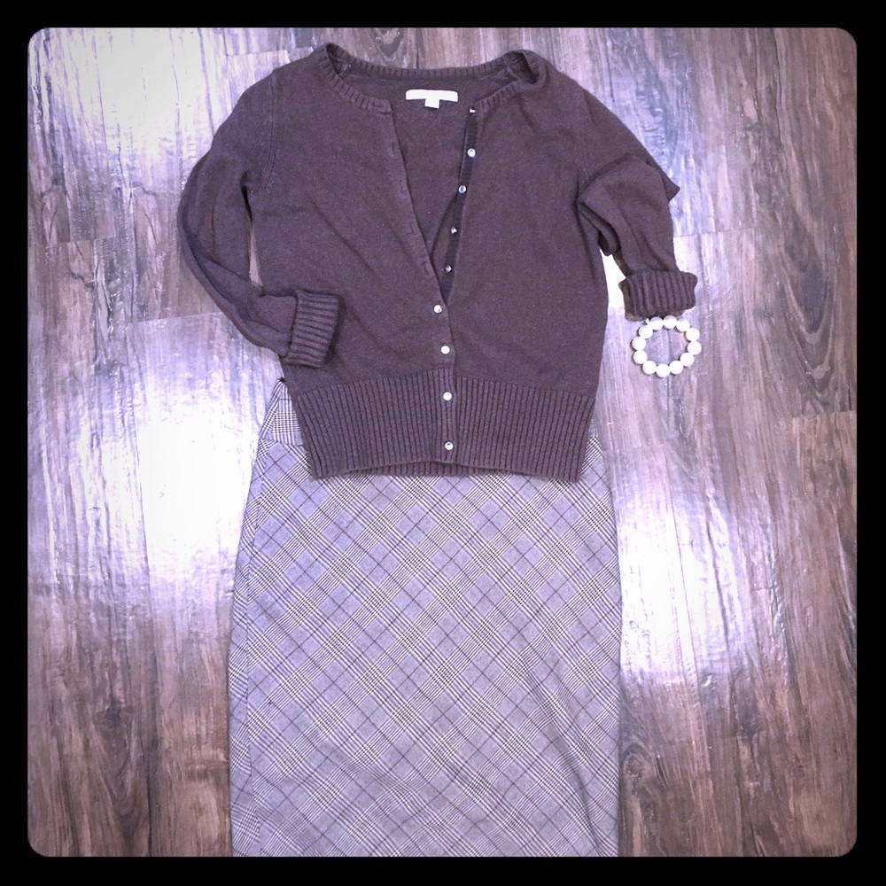 The Limited brown plaid pencil skirt