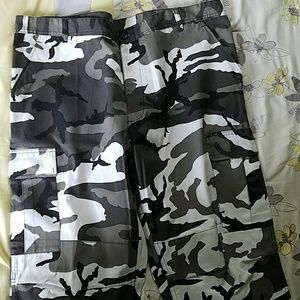 winter camo print cargo pants