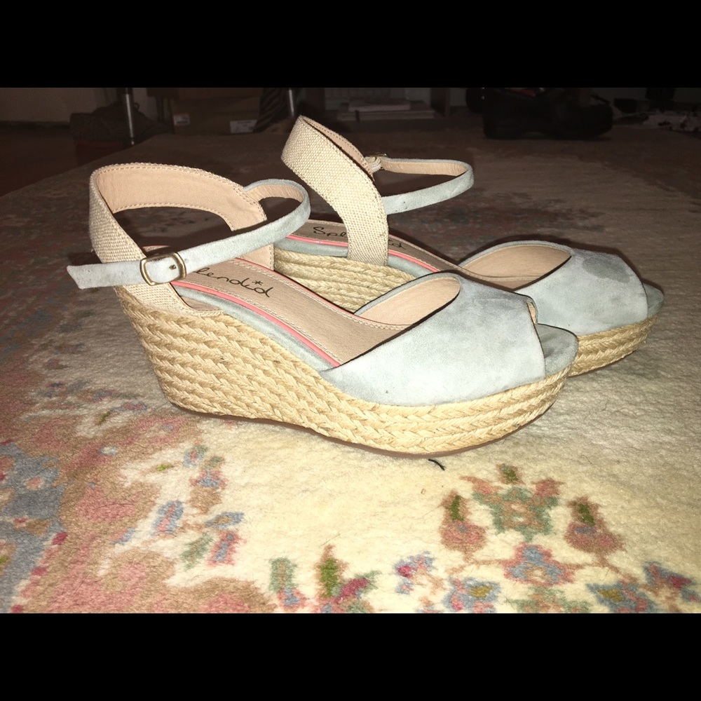 Blue boho espadrilles.