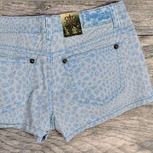 Leopard Cheetah Print Blue Denim Shorts 11/30