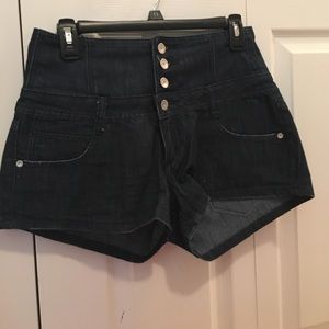 Dark blue high waisted to jeans shorts