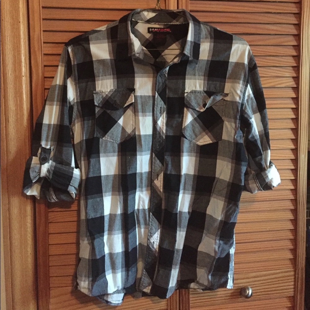 Hawk white and black flannel.