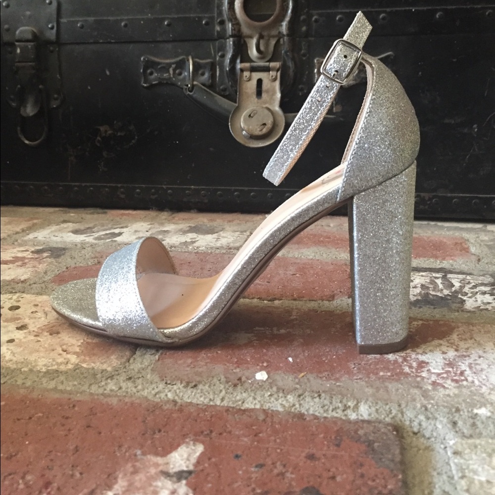 Silver Glitter Strap Heels