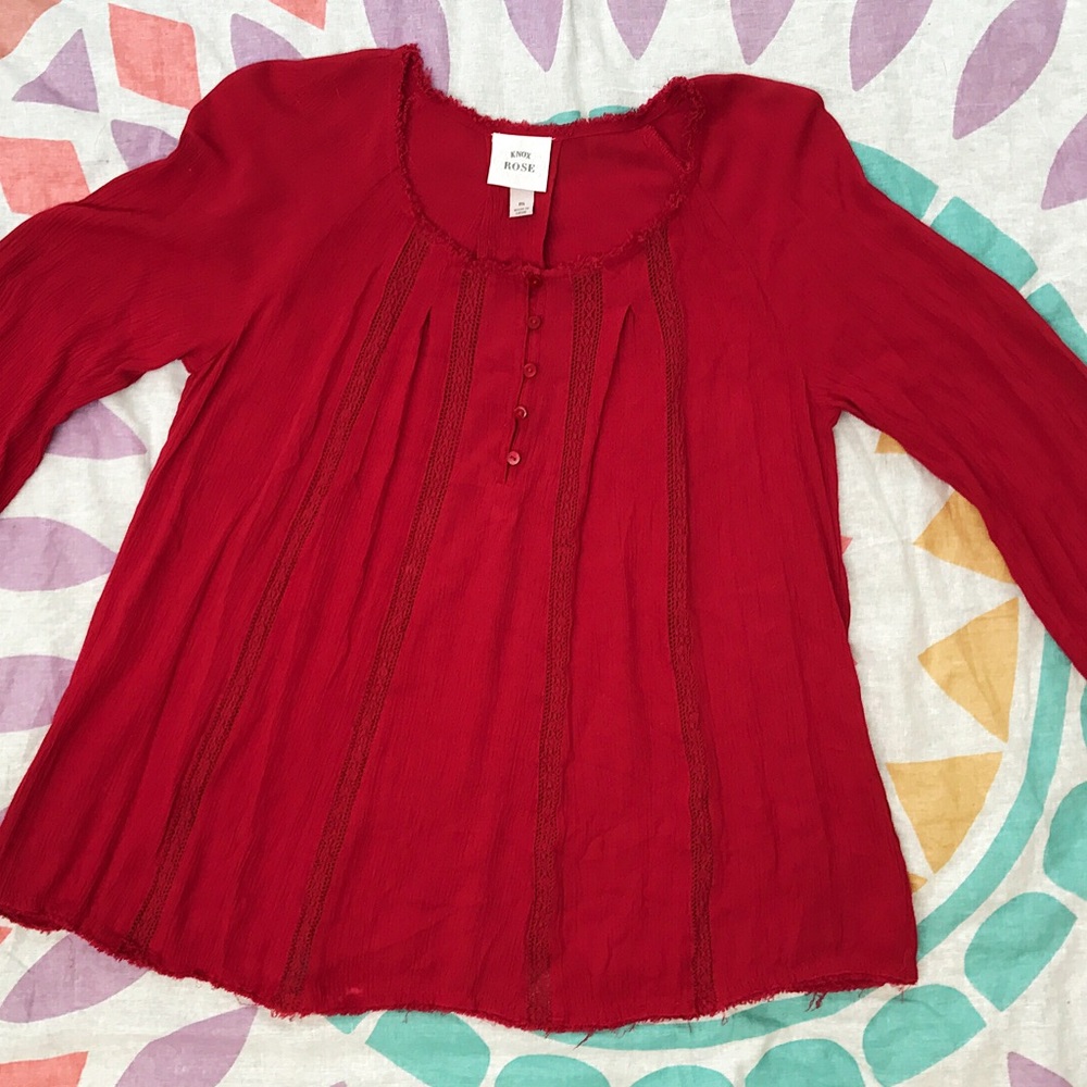 Red Long Sleeve Top