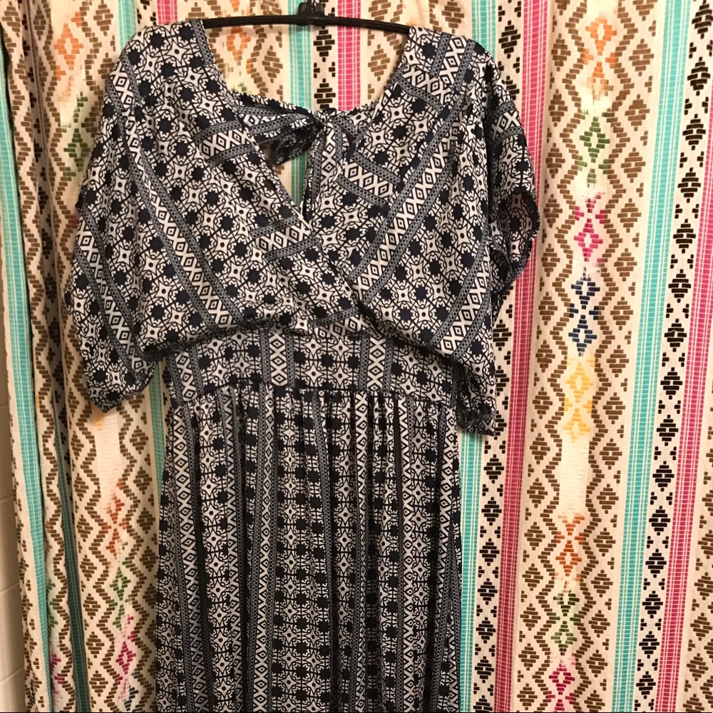 Blue Maxi Tie back dress
