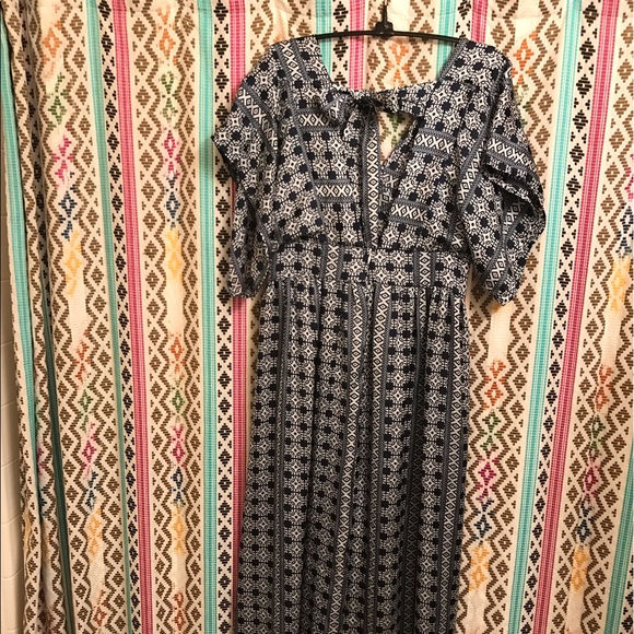 Blue Maxi Tie back dress - Picture 2 of 3