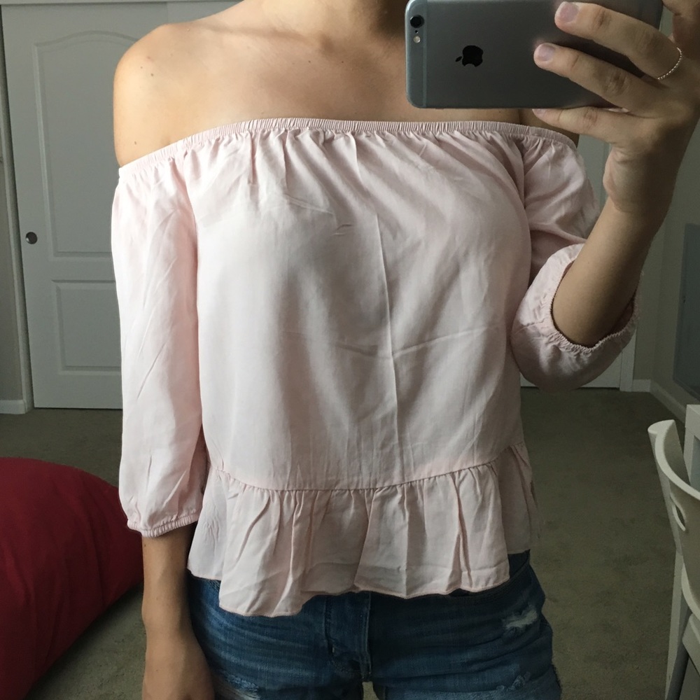 garage off the shoulder blouse