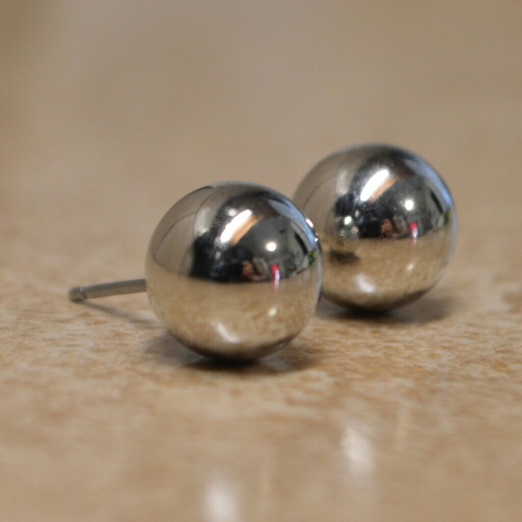 Brand New Silver Mirror Ball Stud Earrings - Picture 3 of 5