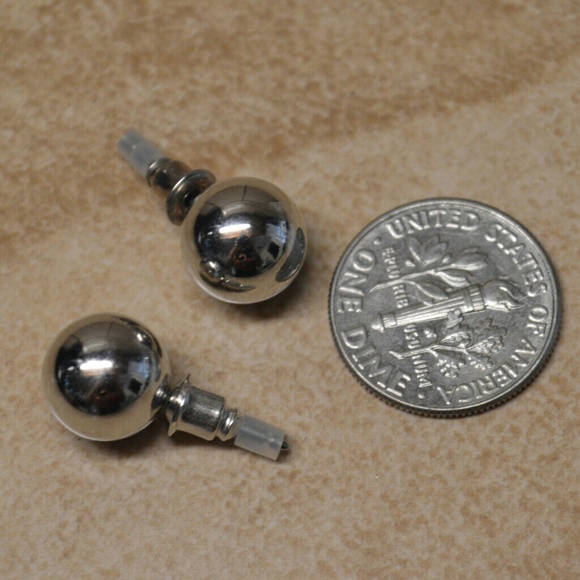 Brand New Silver Mirror Ball Stud Earrings - Picture 5 of 5