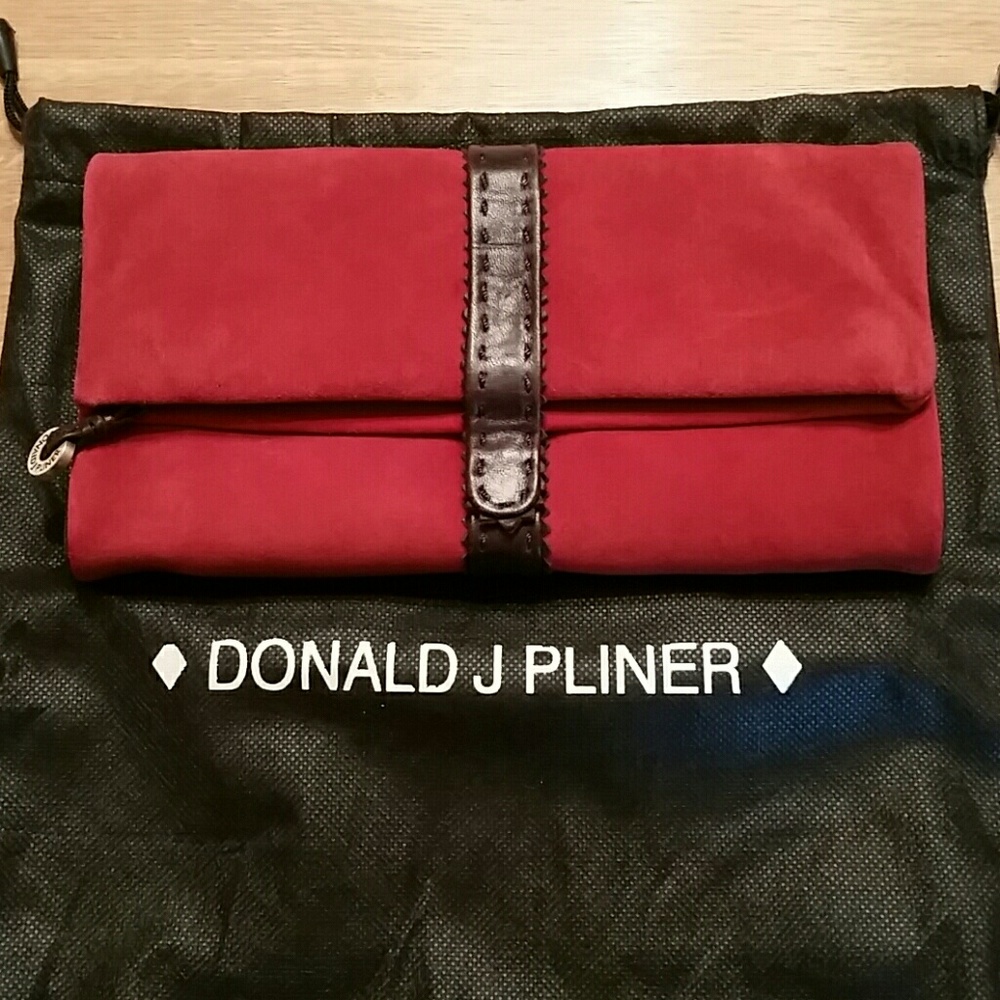 Donald J Pliner suede envelope clutch NWOT