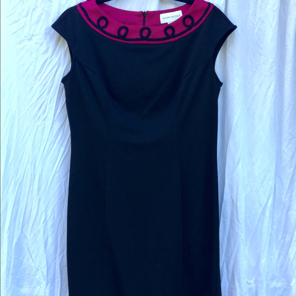 Ronni Nicole Pink/black embroidered dress