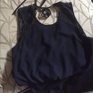 The Limited Lace-Back High-Low Navy Dress