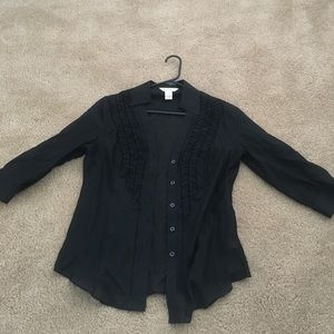 WHBM Black Ruffle Blouse